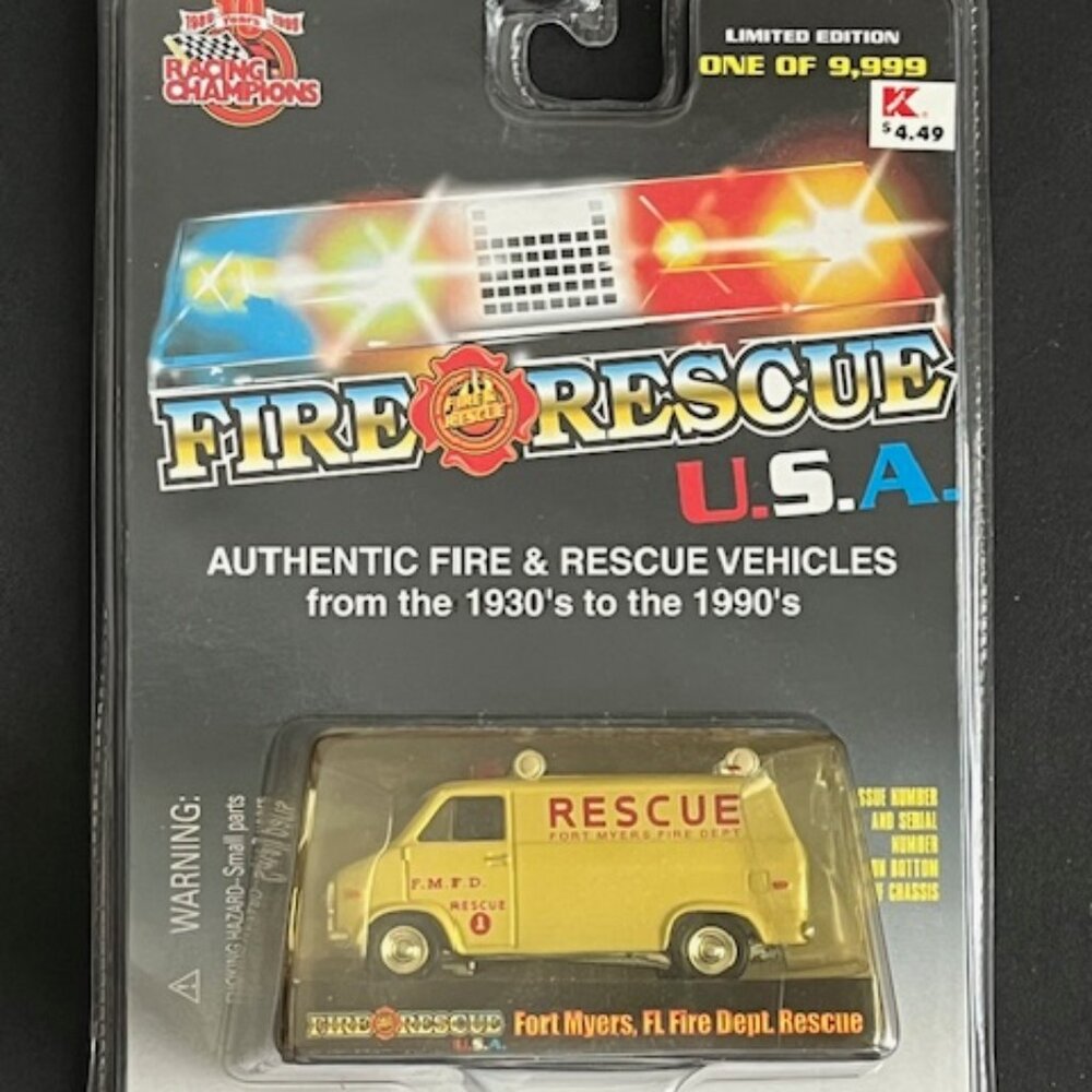 Racing Champions Fire Rescue USA Fort Myers, FL Fire Dept Rescue 1975 Chevy Van